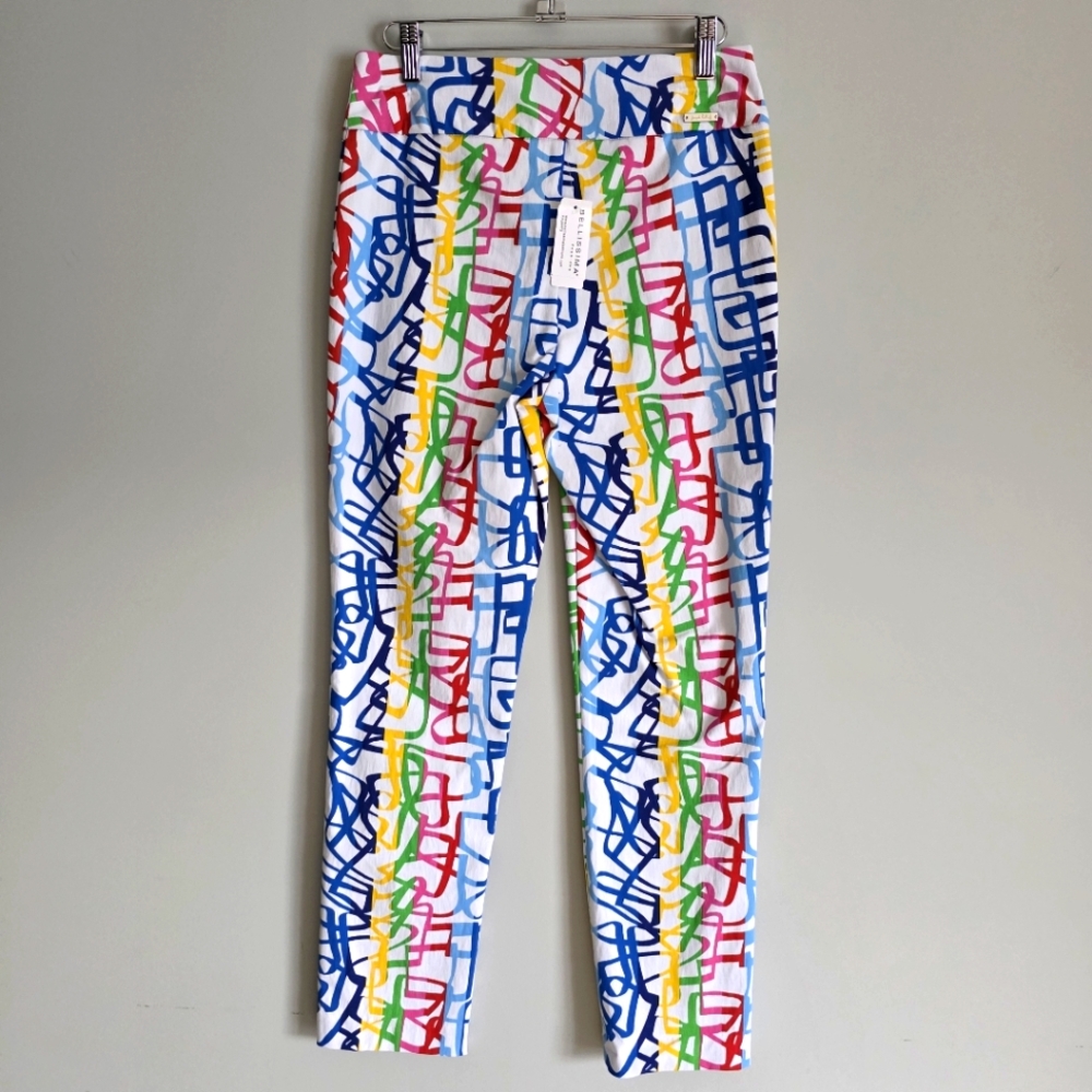 Joseph Ribkoff Cropped Ankle Pants multi color festive summer Sz 8 - Picture 5 of 10